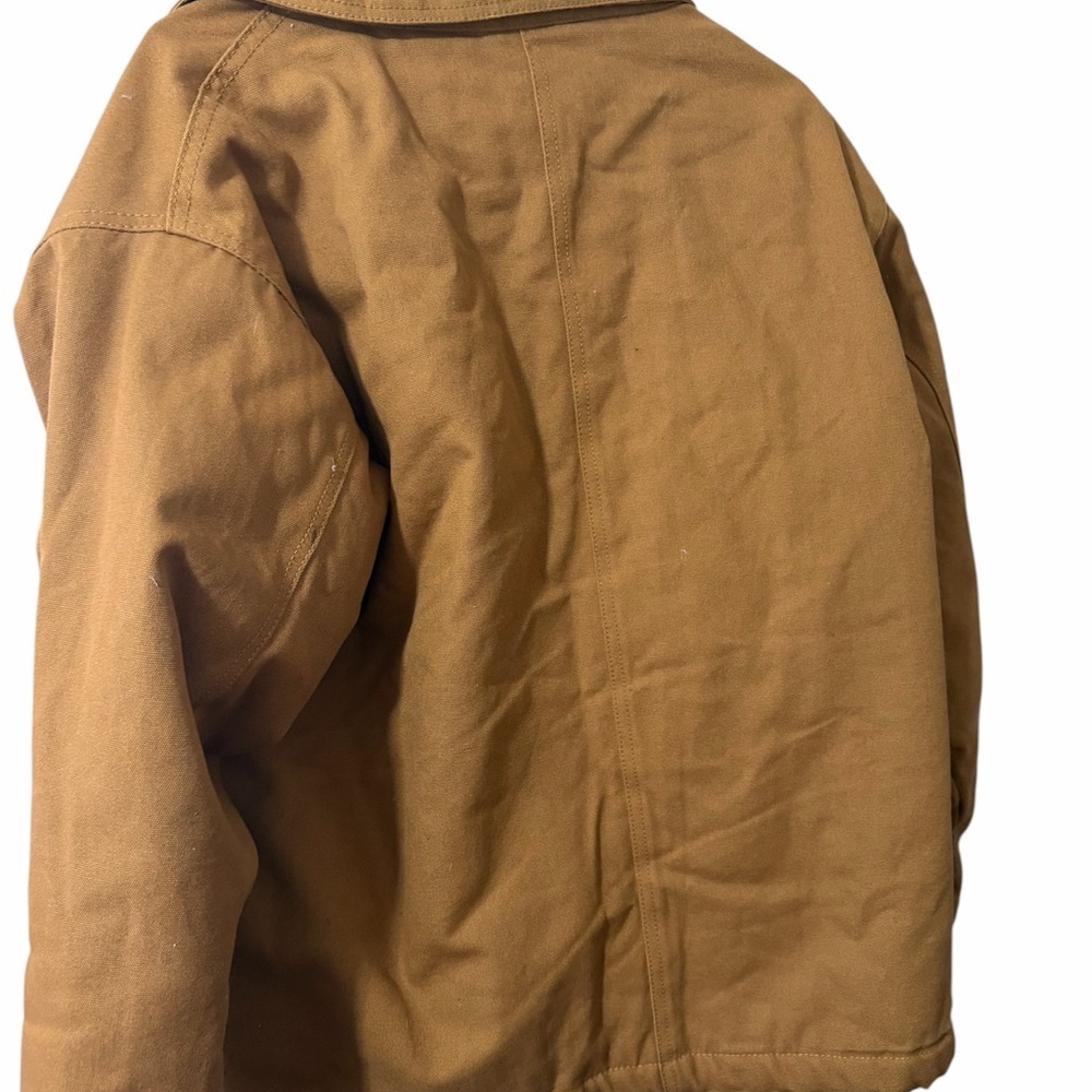 Vintage Wells Lamont Sherpa Lined Cotton Duck Canvas Work Jacket - Brown - Large - Picture 2 of 5